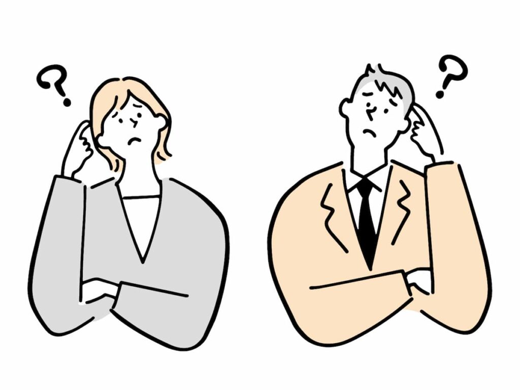 疑問を持つ2人のイラスト写真