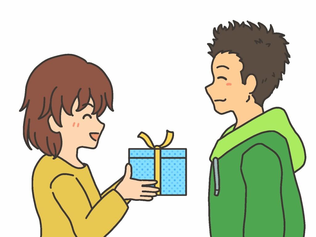 プレゼントを渡しているシーンの写真