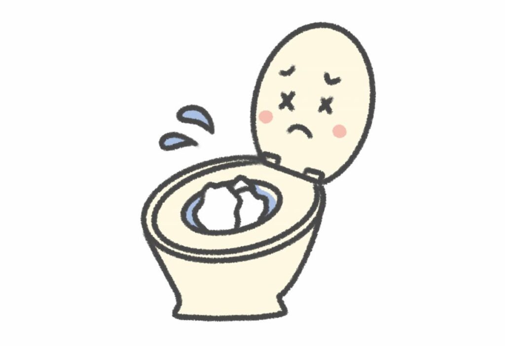 イラスト素材：1度に大量のトイレットペーパーを流さない